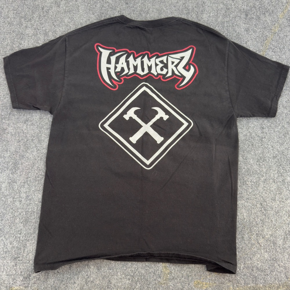 Hanes Hammerz Graphic T-Shirt Short Sleeve Crew Neck Black Size Large